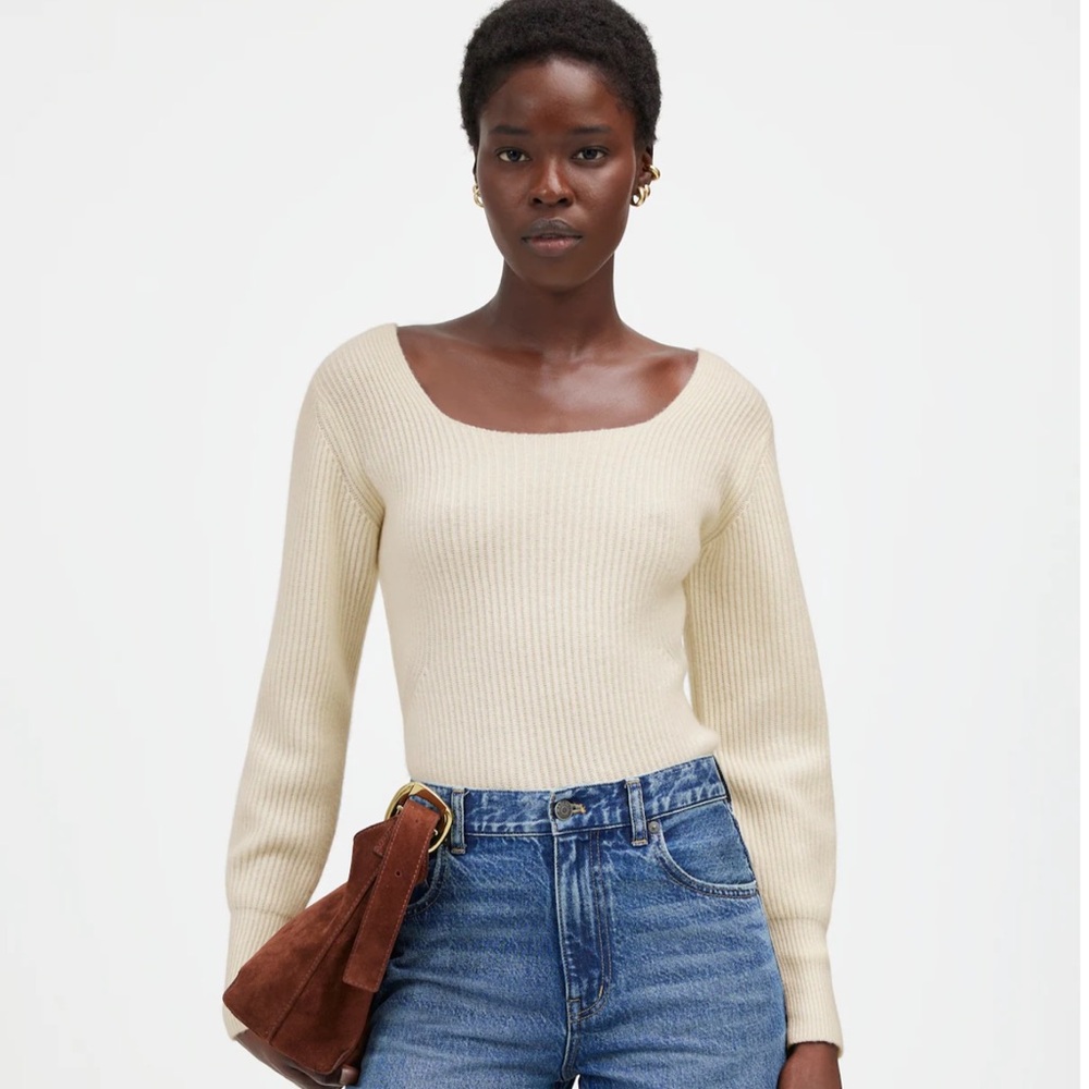 Madewell Women's Cream Scoop Neck Sweater